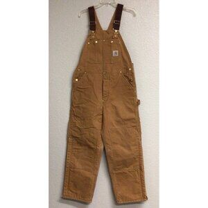 Carhartt Arctic Quilt Lined Duck Bib Overalls Brown Leg Zip Workwear Men's 36x30